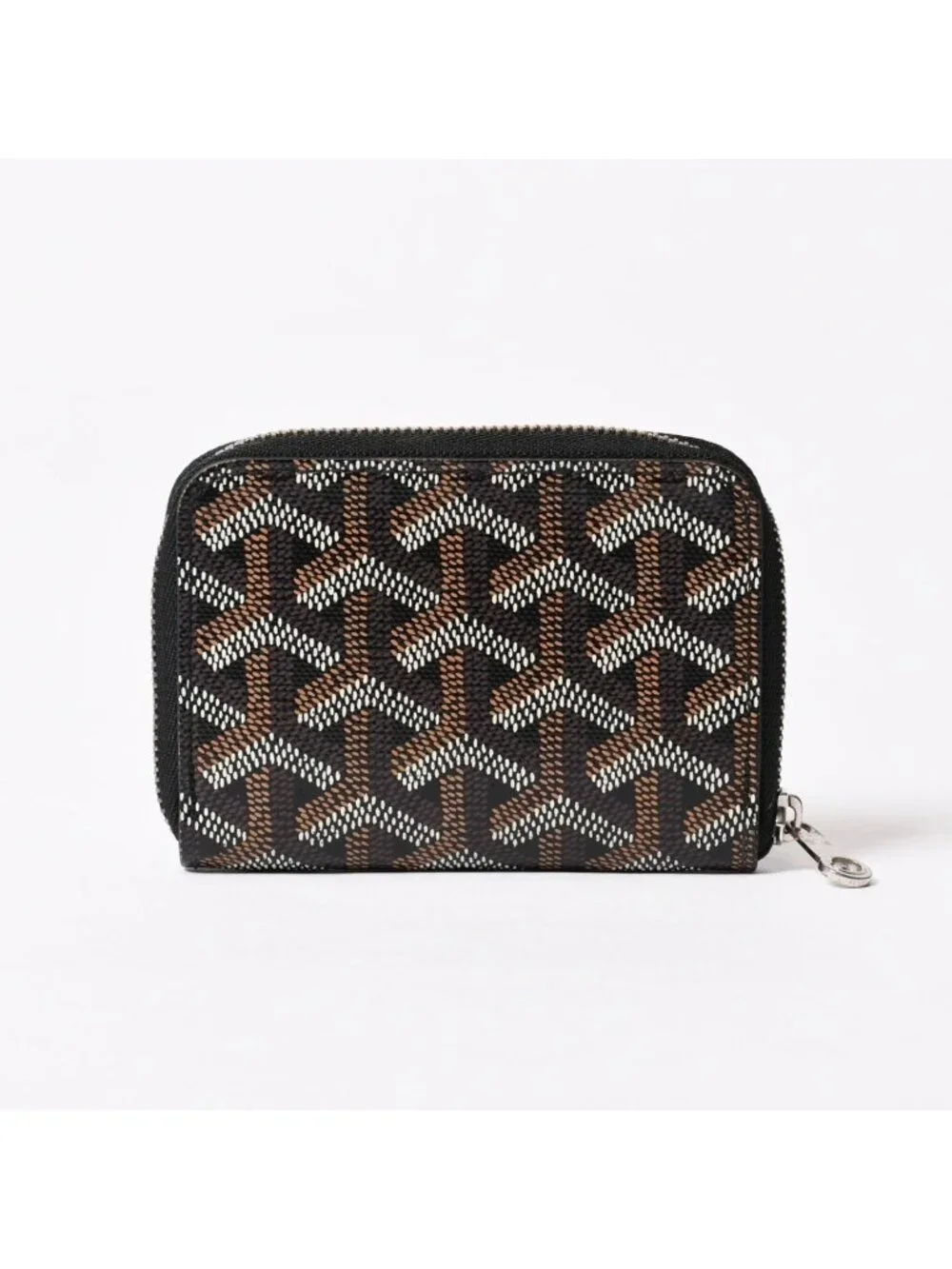 Goyard Matignon PM Card Case Coin Purse Din Canvas Leather Black Silver